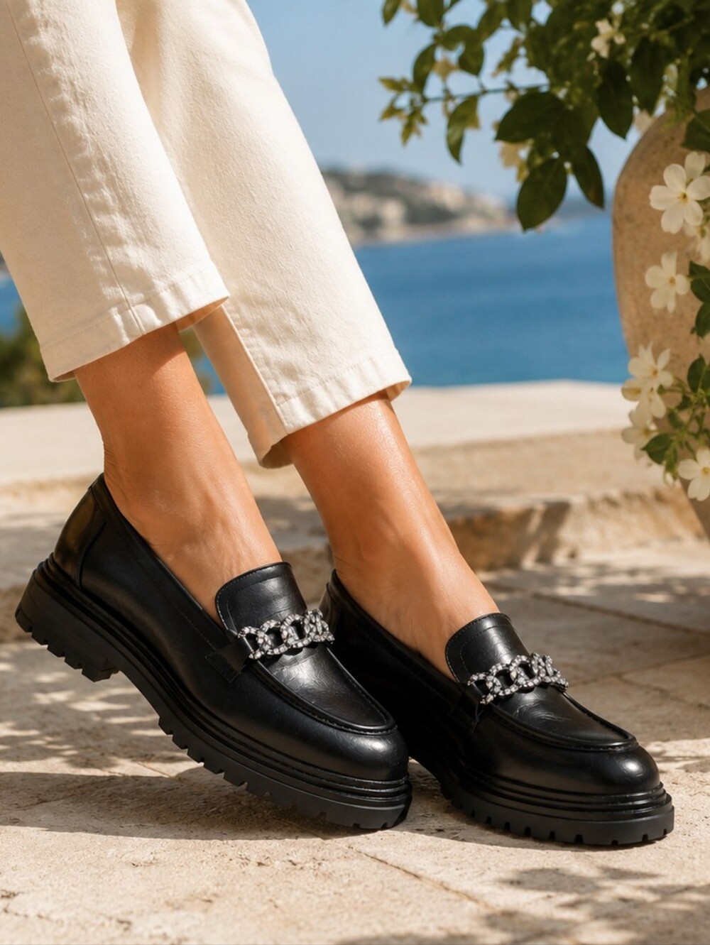 NEW Penn by Penningtons Chunky Chain Loafers Wide Width 11WW